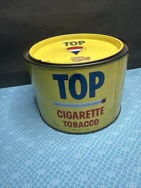 Vintage TOP Cigarette Tobacco Tin Can 7 oz - Empty w/ Lid & Tab RJ Reynolds